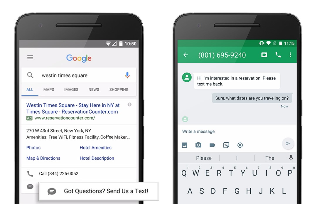 Google’s Click-to-Text Rivals the Success of Click-to-Call with Mobile Customers